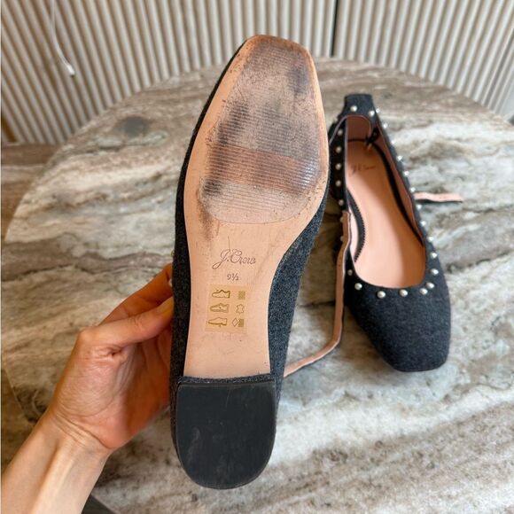 J. Crew Poppy ankle-strap ballet flats in embellished wool pearl size 9.5 - Picture 6 of 15